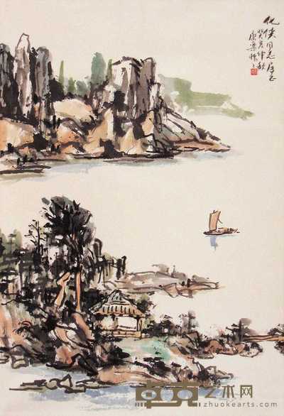 王康乐 1980年作 山水 立轴 68×47cm